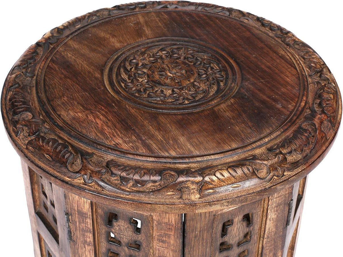 White Antique Solid Wood Octagonal End Table P8701