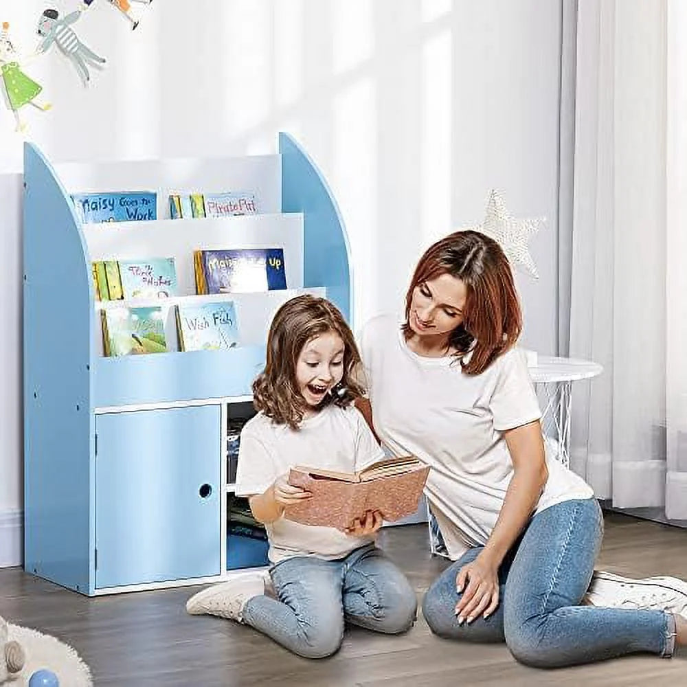 Blue Bookshelf with Cabinet J410