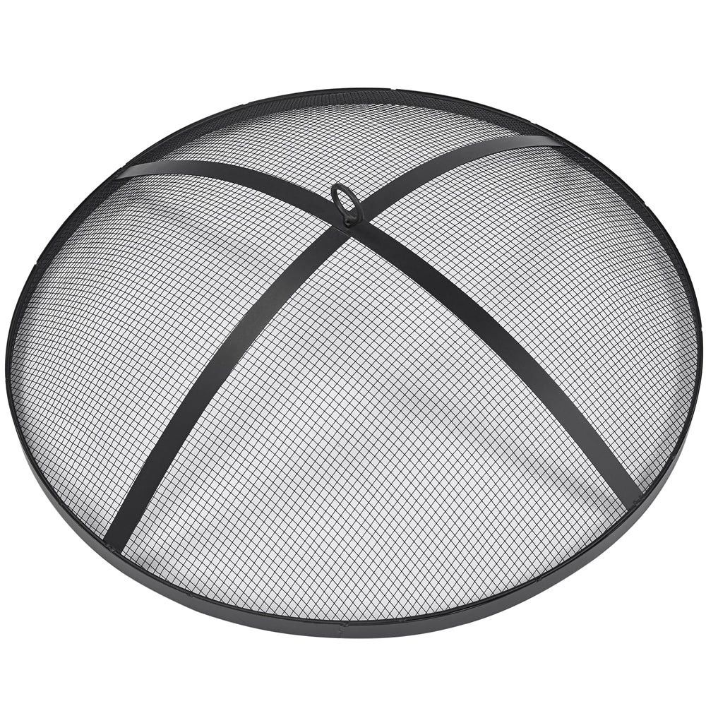 Black Iron Fire Pit with Spark Screen and Wood Grate V395