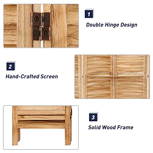 4 Panel Wooden Room Divider with Shelves (Deep Brown) Y25769