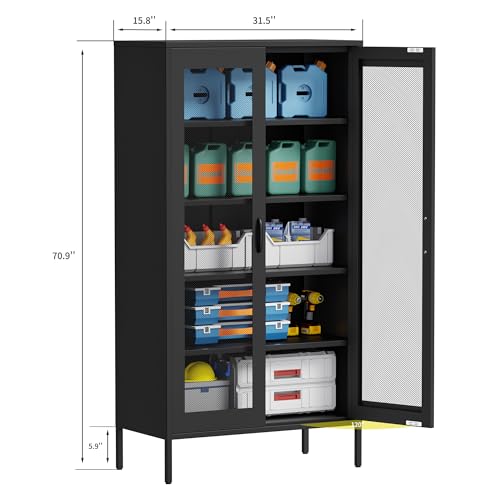 Lockable Metal Garage Storage Cabinet with Wheels U1857