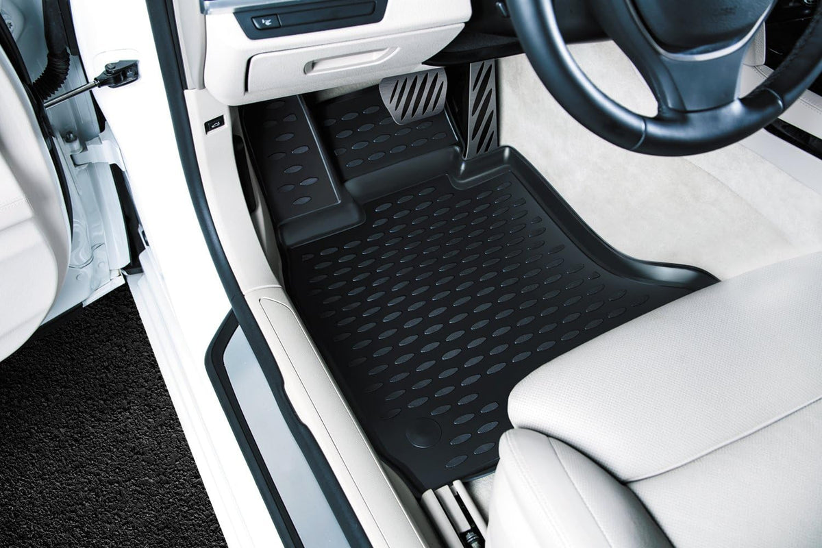 Black Floor Mats Front & 2nd Row Seat Liner Set W1142