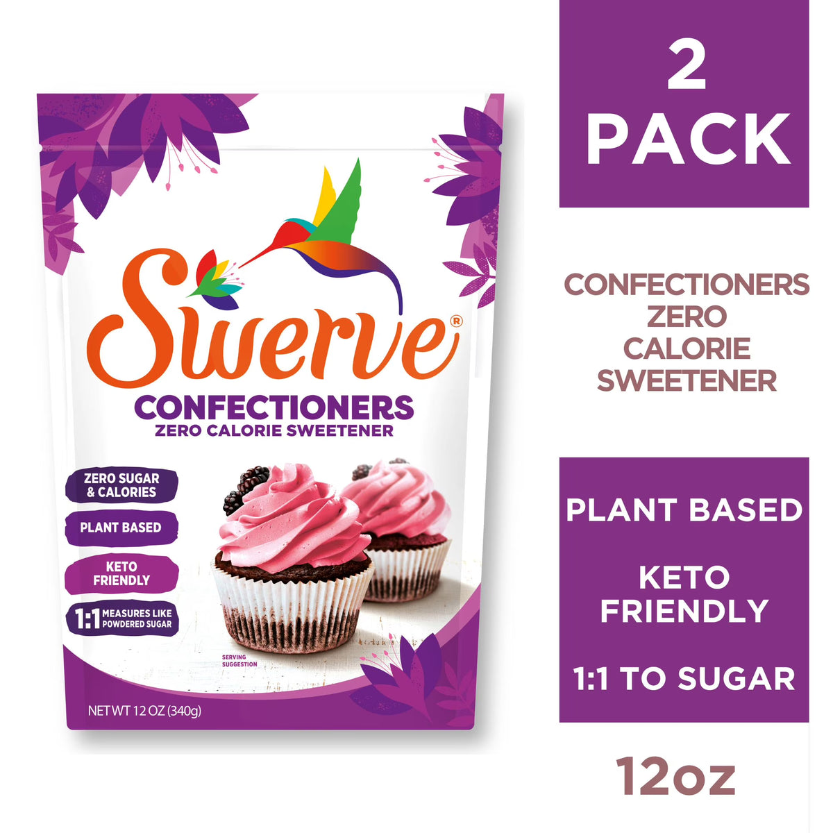 Powdered Sugar Substitute Sweetener, Zero Calorie, Keto, 12oz - 2 Pack H438