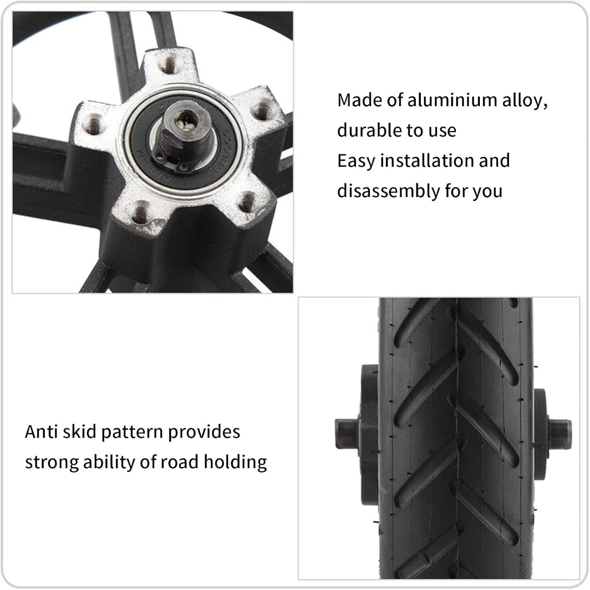 8.5 Inch Scooter Rear Tire Set with Inner Tube and Hub, Pack of 2 Y33854