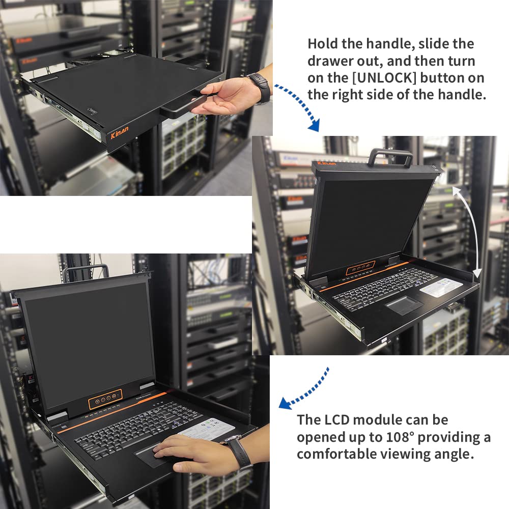 8 Port Rackmount KVM Console with 19 LCD Monitor, VGA, 1U, 1280×1024 W81562