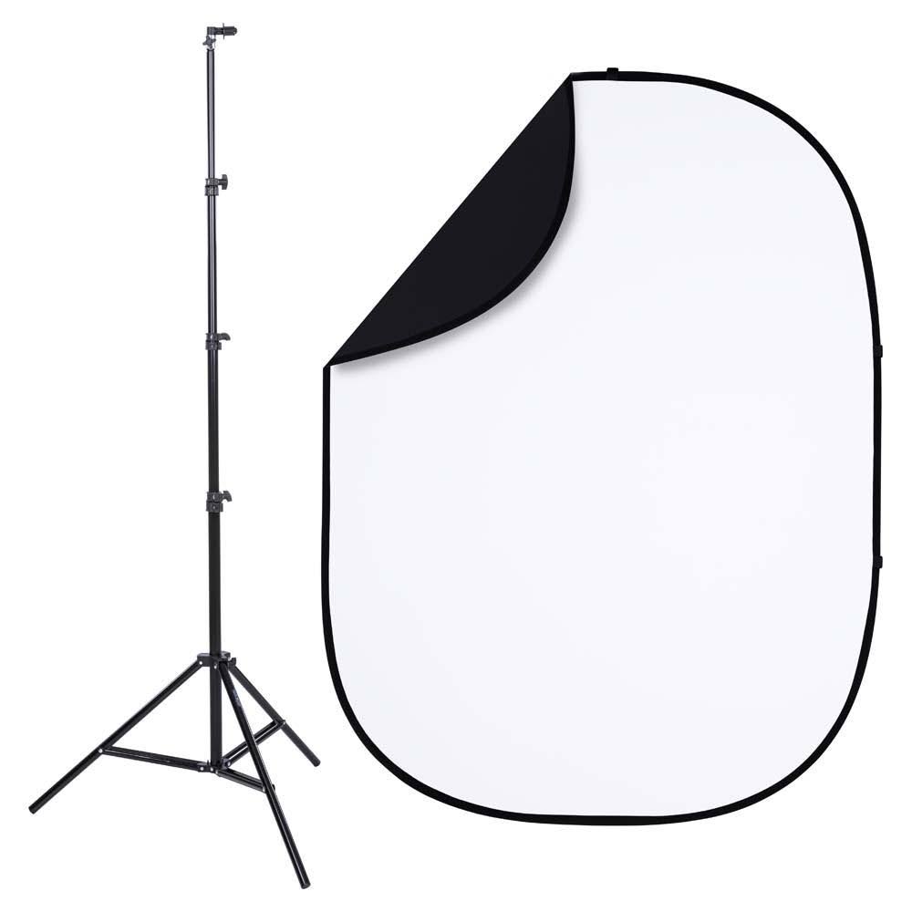 5x6.5' Pop-Up Reversible Background, Stand & Clip, Black/White K9057