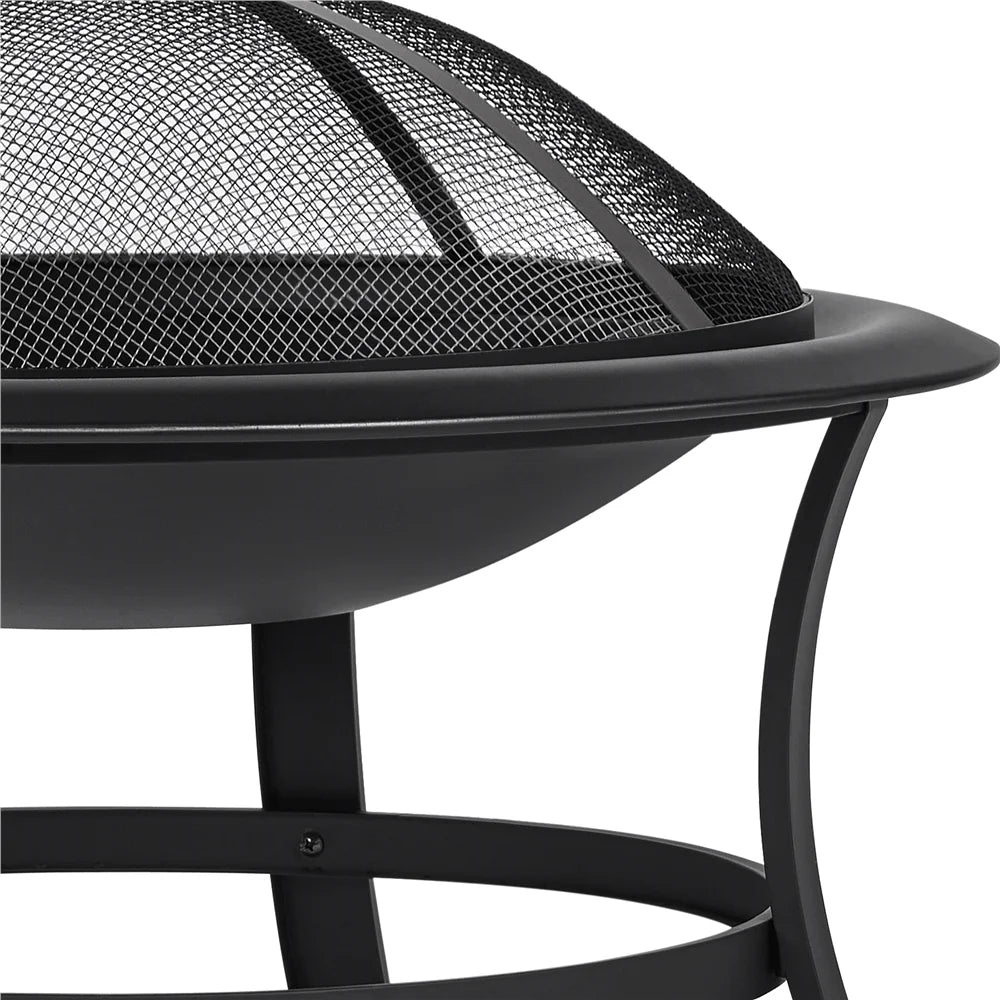 Black Iron Fire Pit with Spark Screen and Wood Grate V395