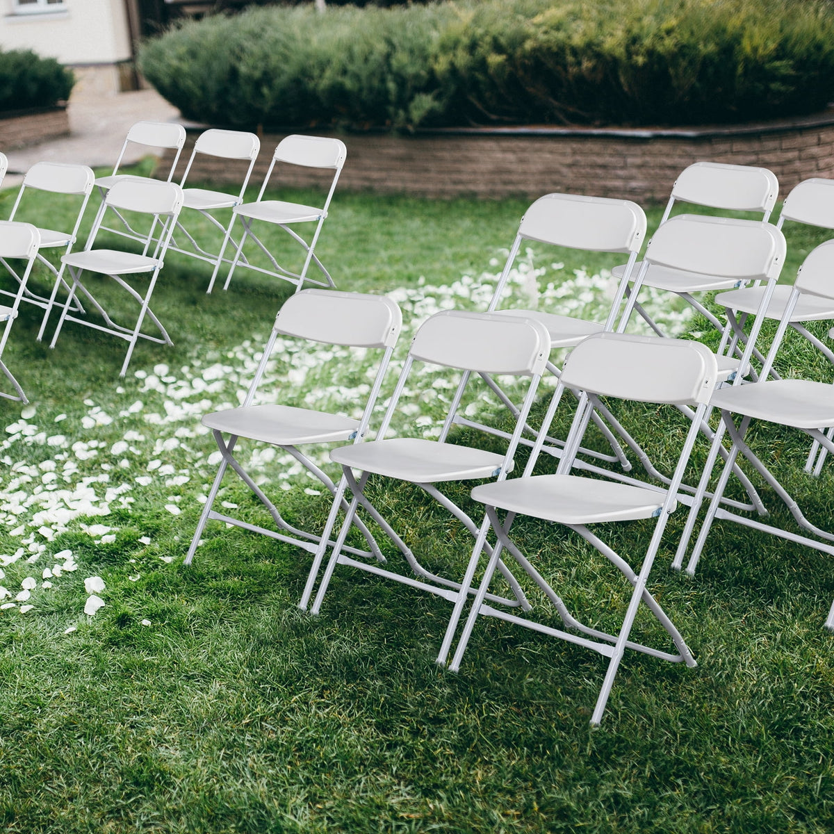 10 Pack White Stackable Plastic Folding Chairs F262