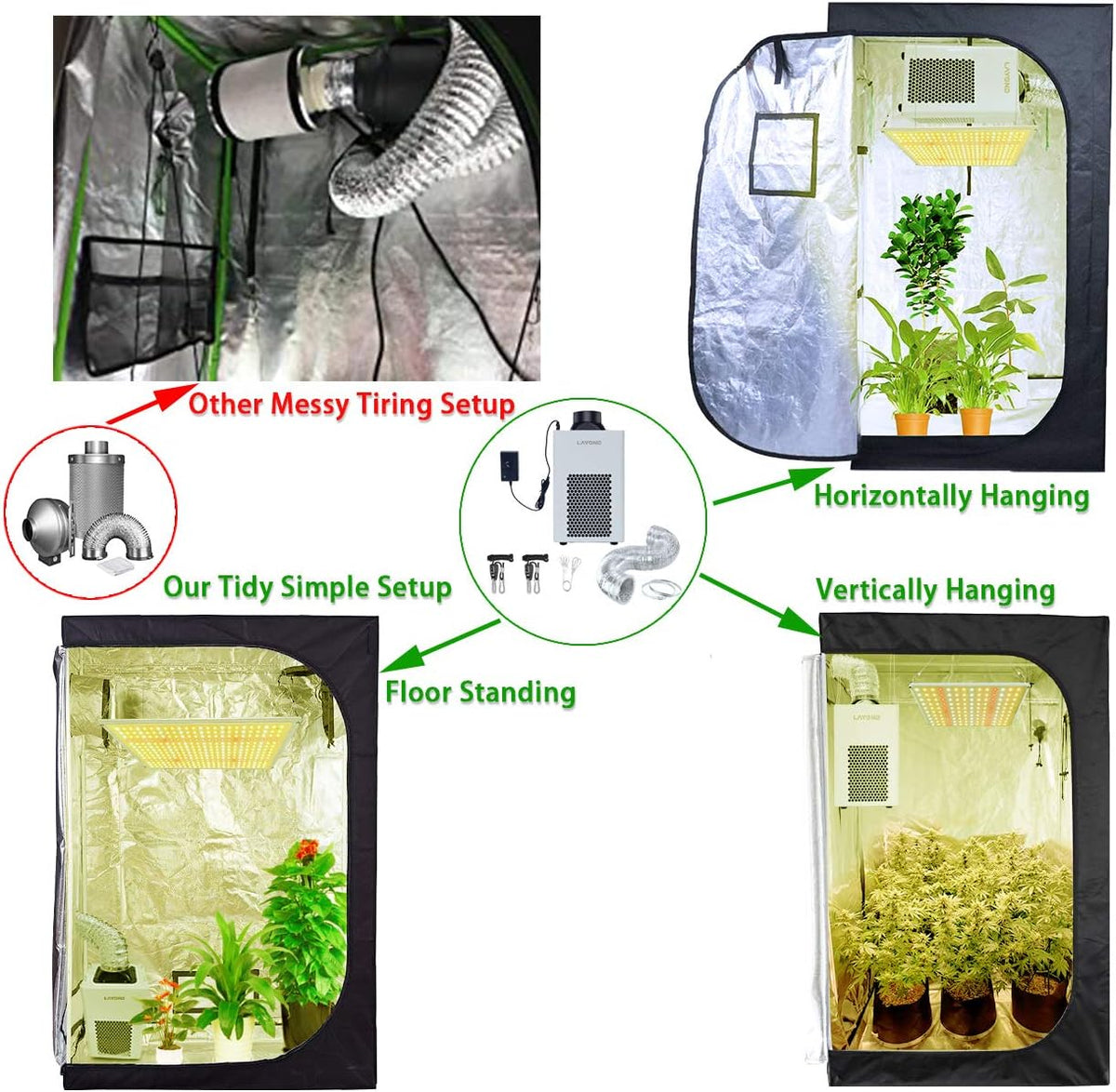 Carbon Filter Grow Tent Ventilation Kit with Inline Fan and Charcoal Filter H842455