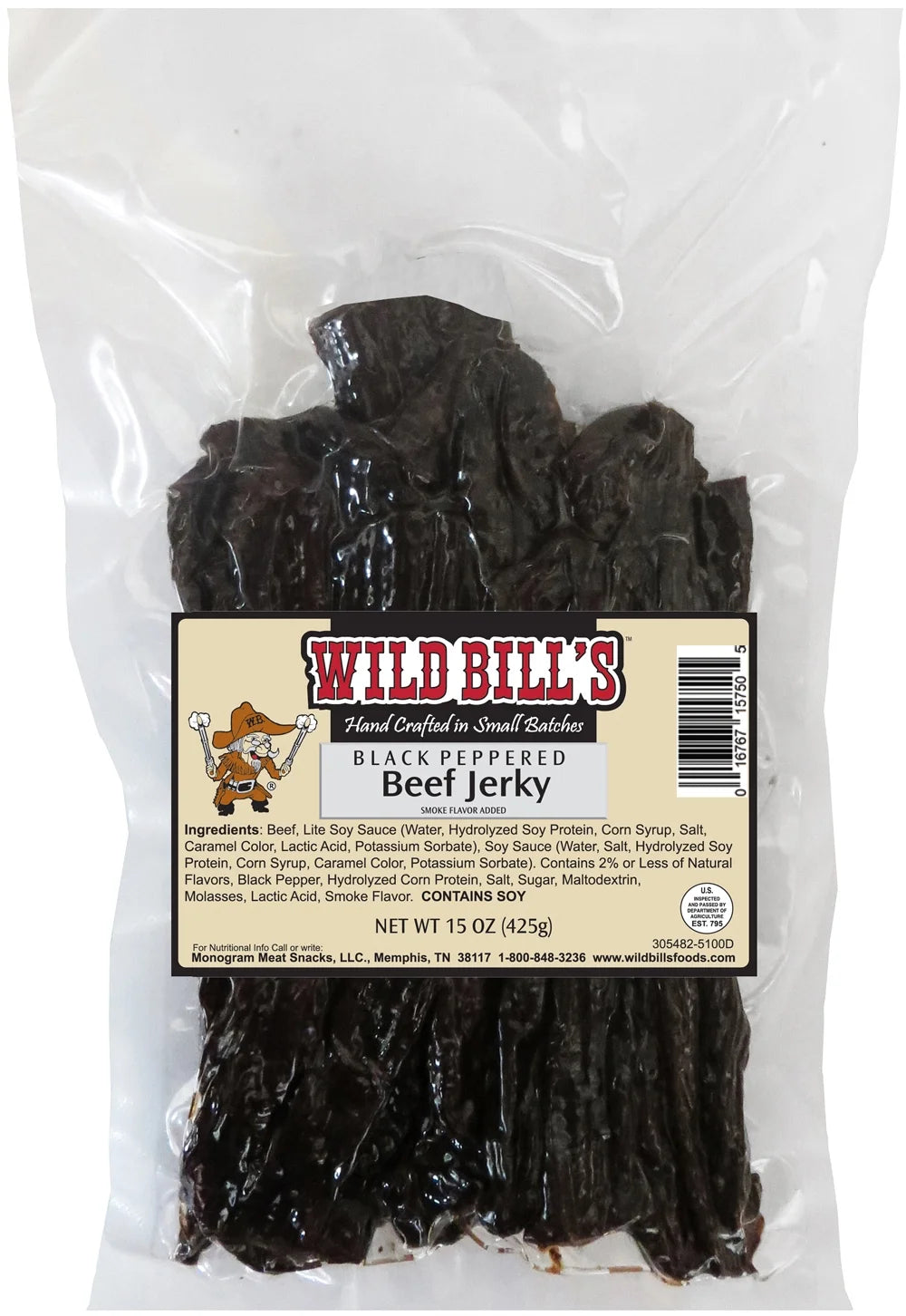 Black Peppered Beef Jerky Strips, 30-Count, 15-Ounce I698342