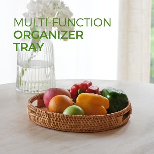 14 Inch Round Serving Tray with Cut Out Handles N1408