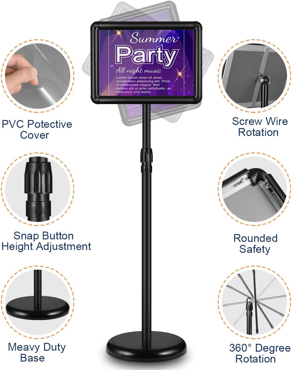 2 Pack Adjustable Sign Stand 8.5x11 Inch Black G243885