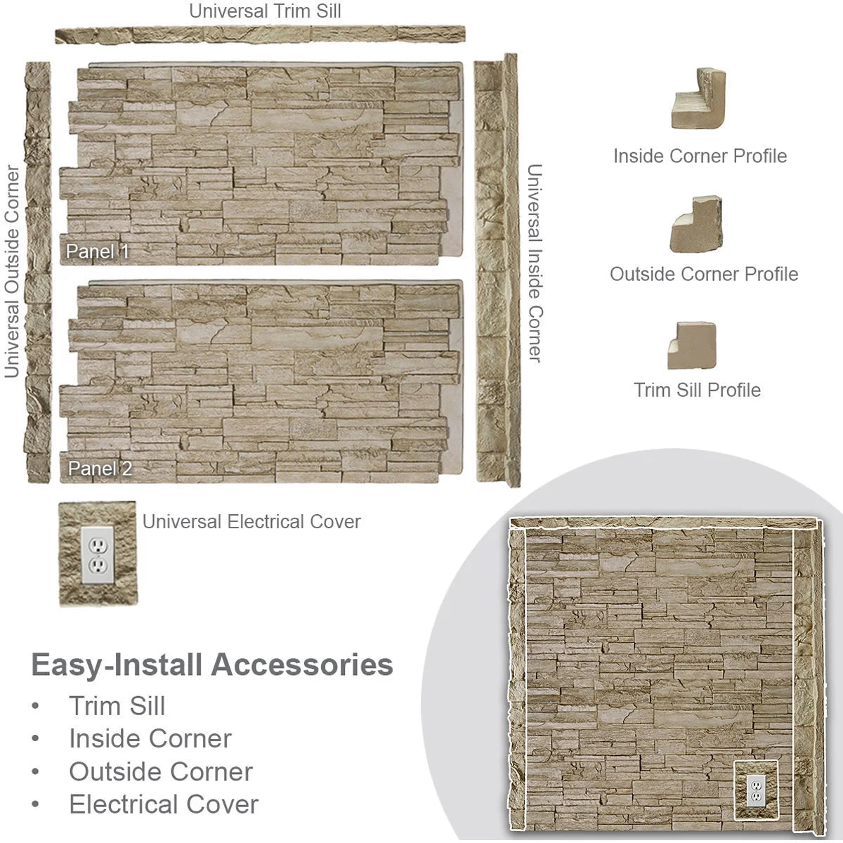 Canyon Brown Faux Stone Siding Panel M97795