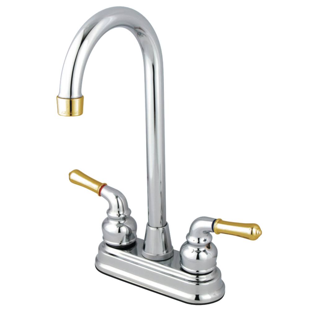 Chrome & Polished Brass Bar Faucet with Lever Handles C100297