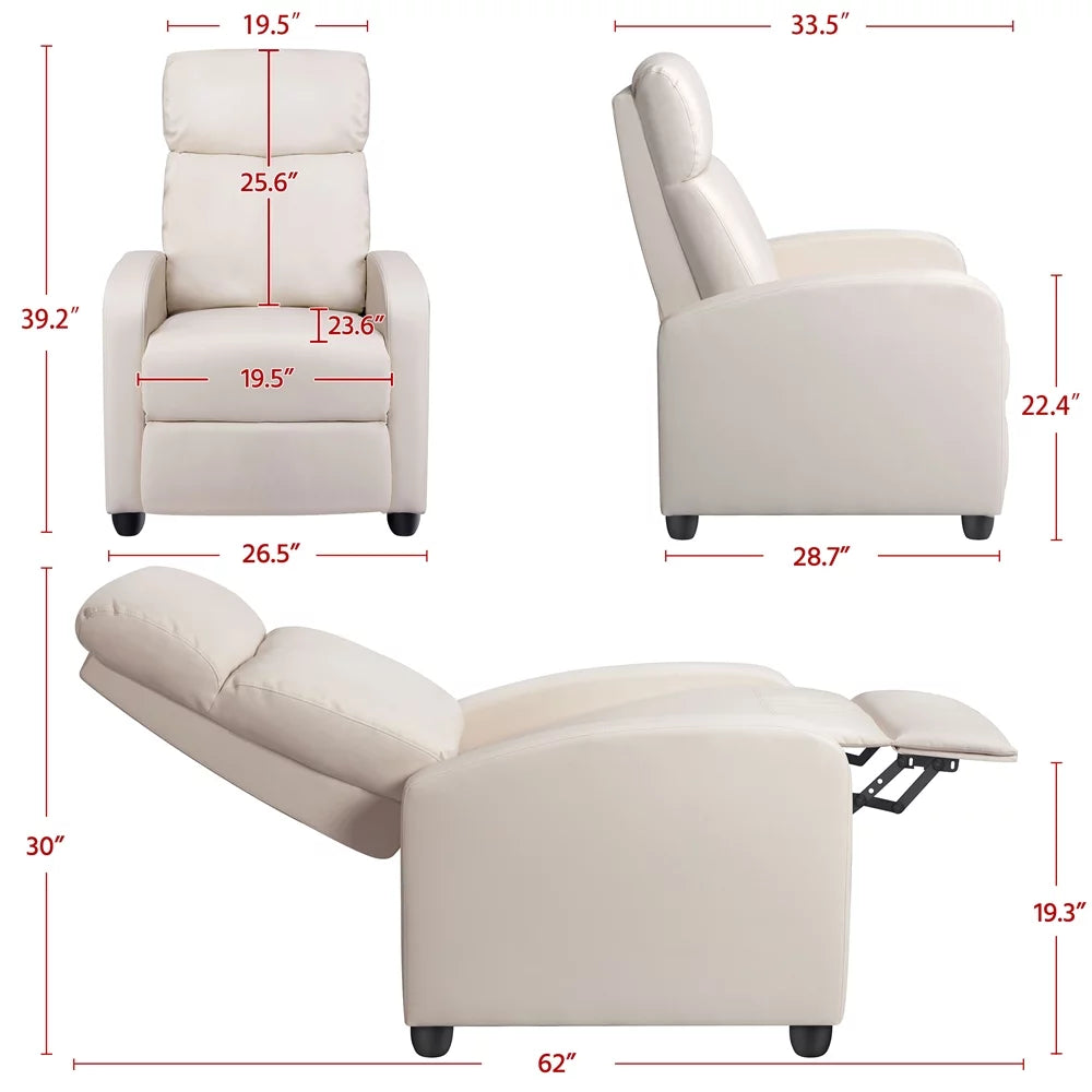 2pcs Beige Recliner Chair with Pocket Spring V22785
