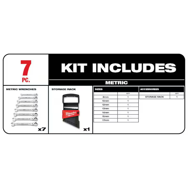 17-Piece Flex-Head Ratcheting Combination Wrench Set Metric Z859