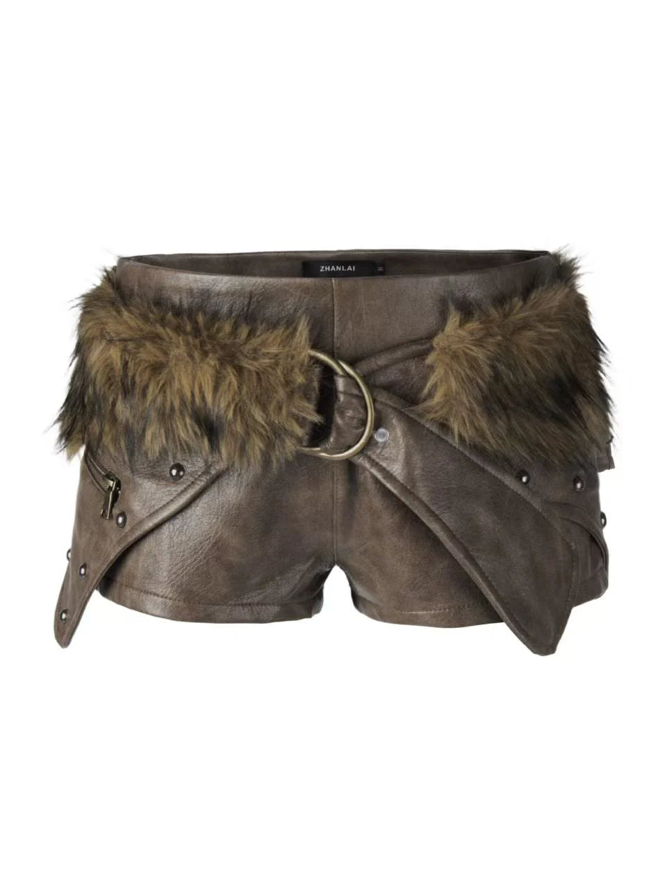 PU Leather Low-Rise Shorts I909