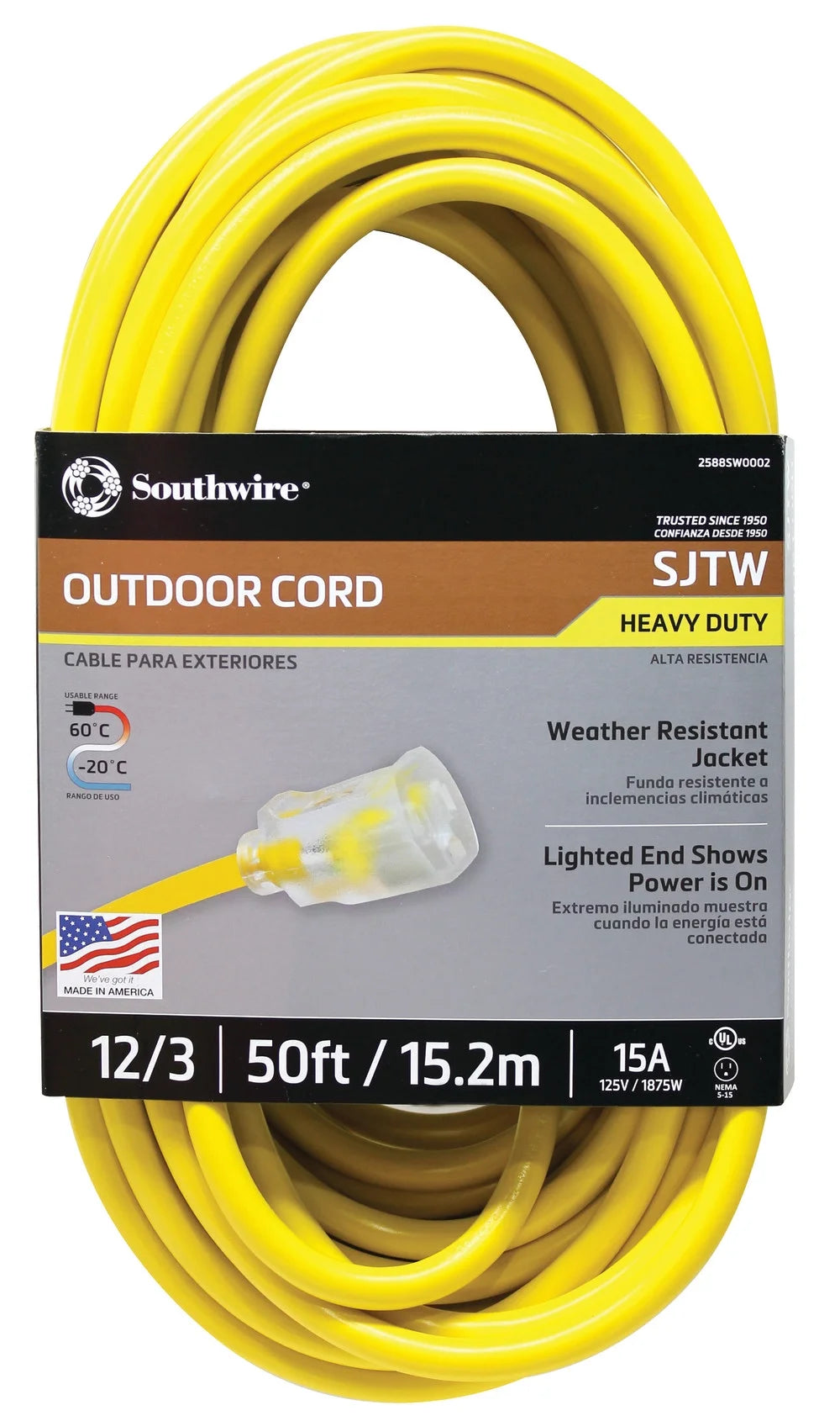 50' Yellow Extension Cord F2363
