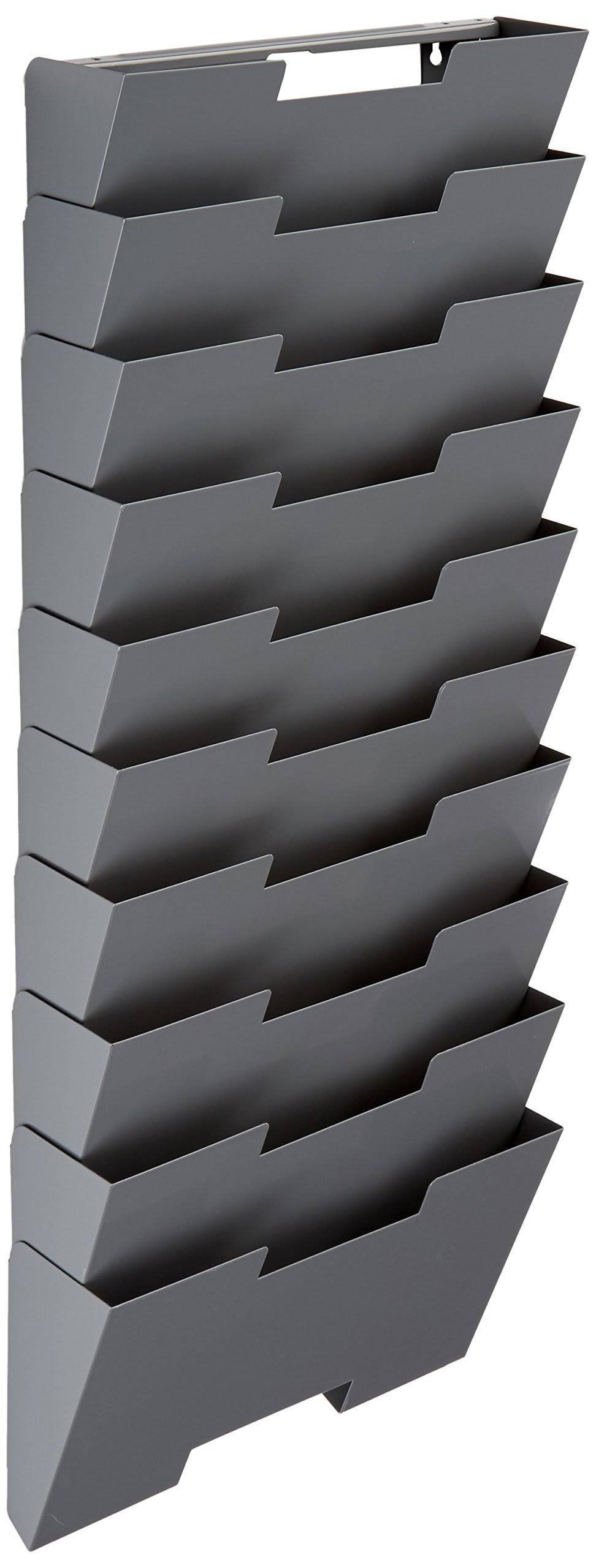 Gray Wall Mount Steel Vertical File Organizer 10 Sectional Modular T755344