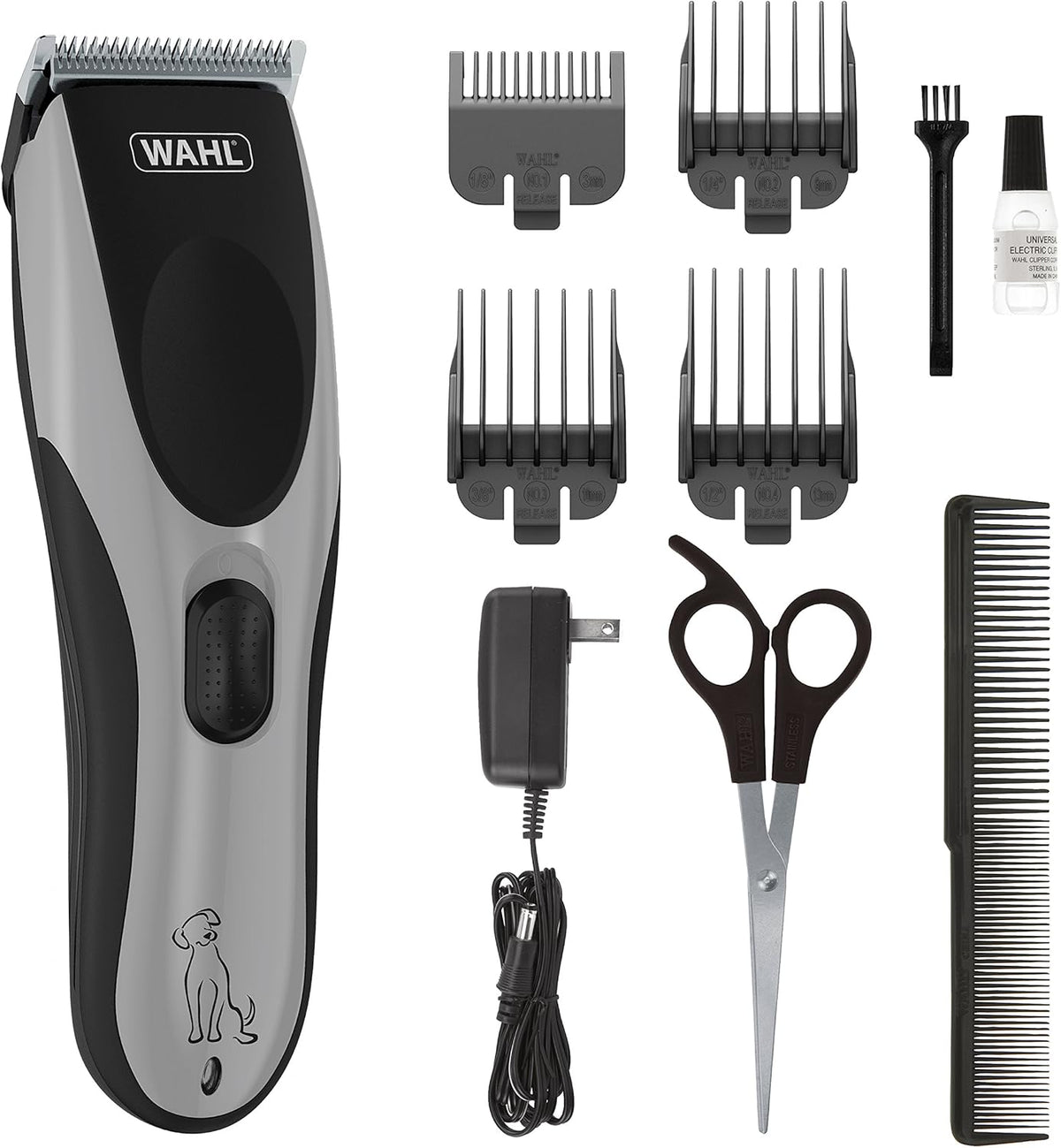 Rechargeable Dog Grooming Kit, Silver, 10 Piece Set G427