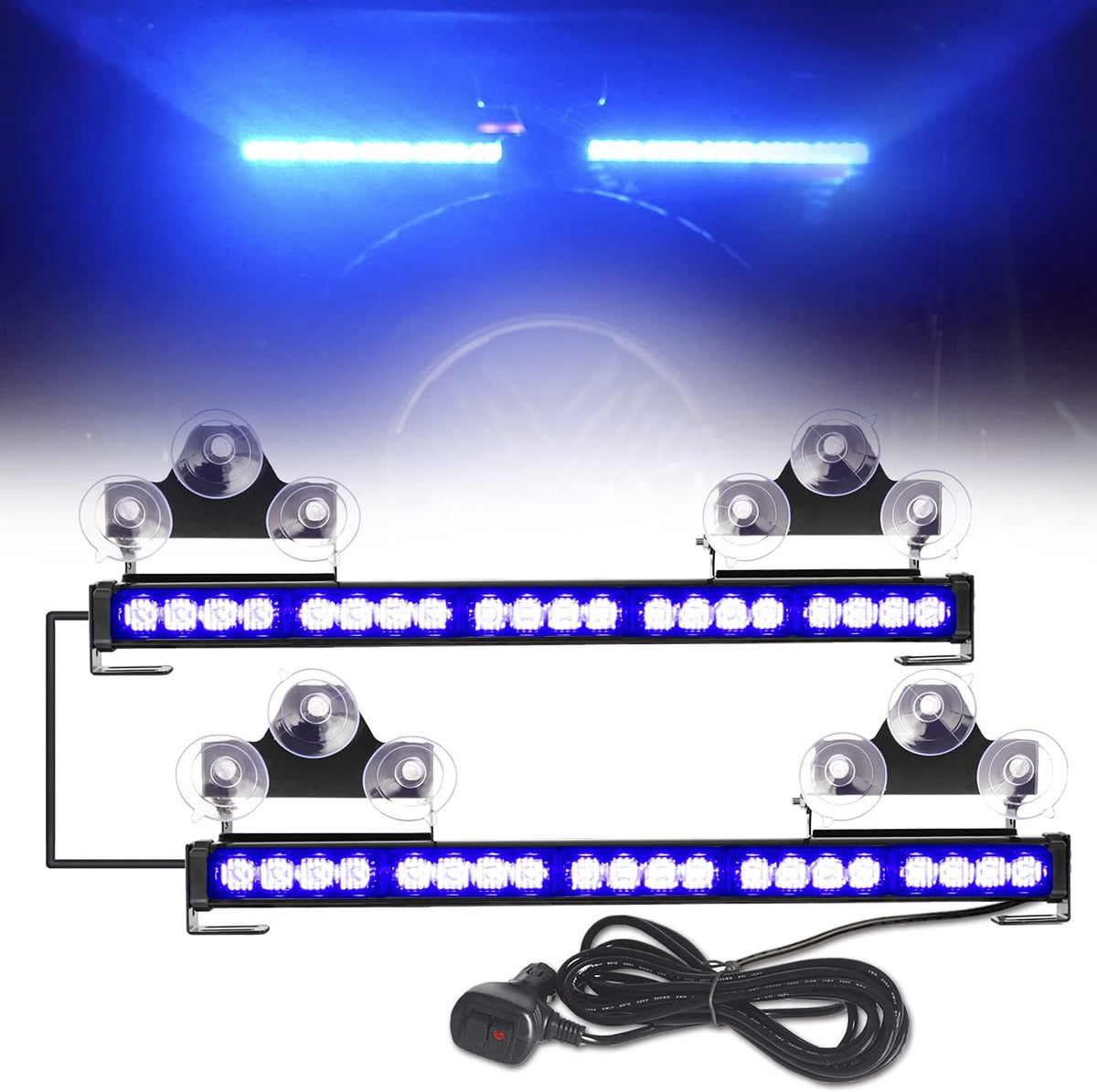 2 in 1 Emergency Flashing LED Traffic Advisor Strobe Light Bar Amber/White R73443