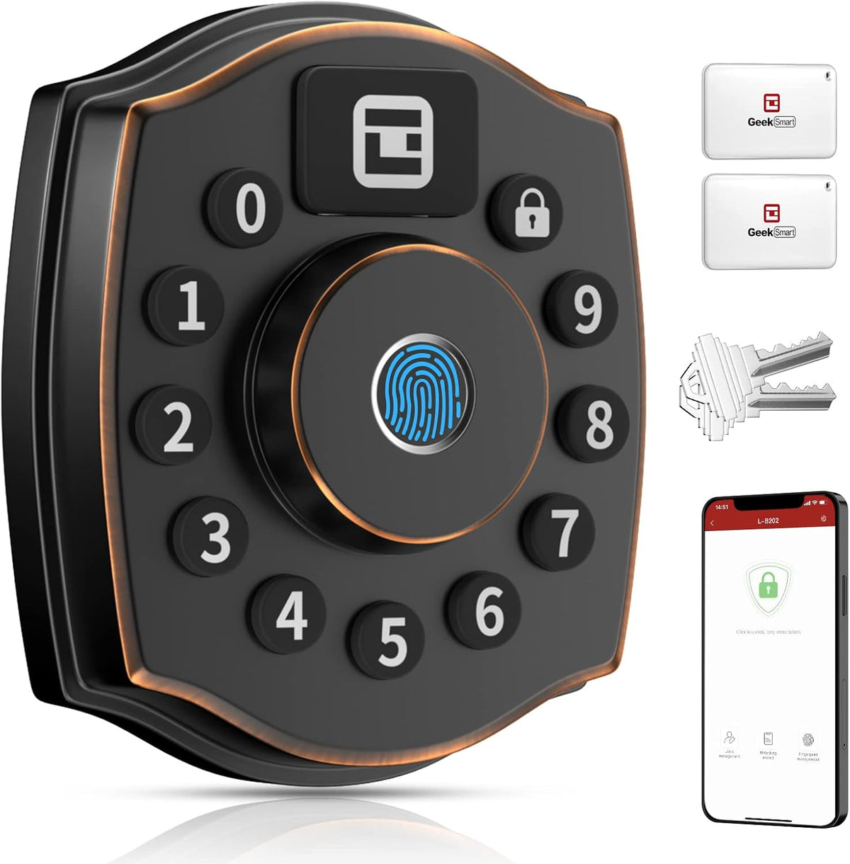 5-in-1 Keyless Entry Deadbolt Smart Lock with Keypad, APP, IC Card, Mechanical Key S560317