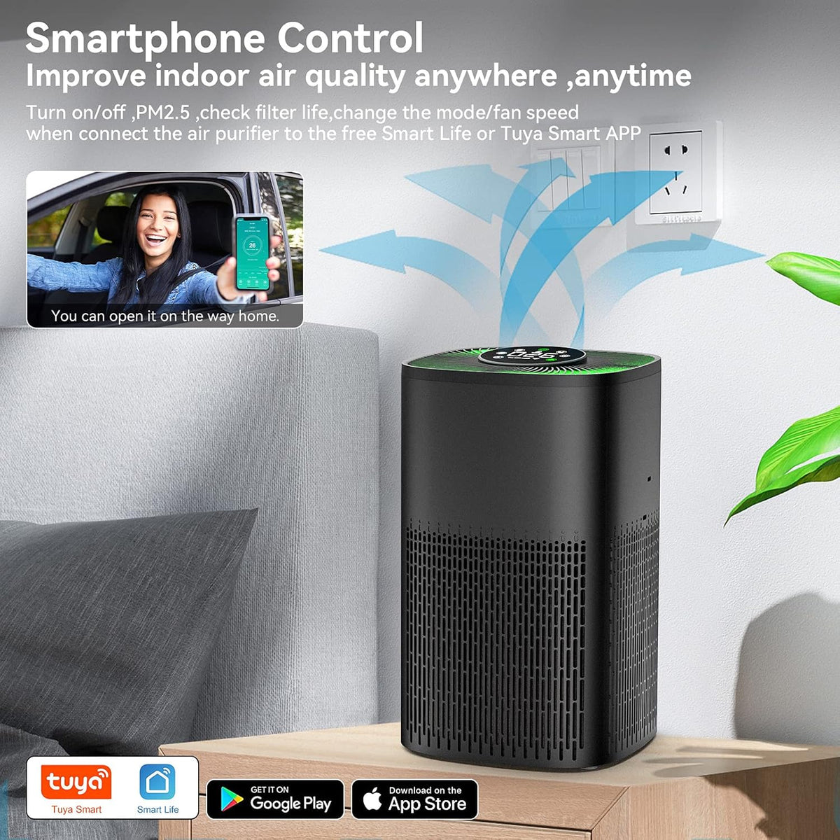 Smart WiFi Air Purifier with True HEPA Filter I642304