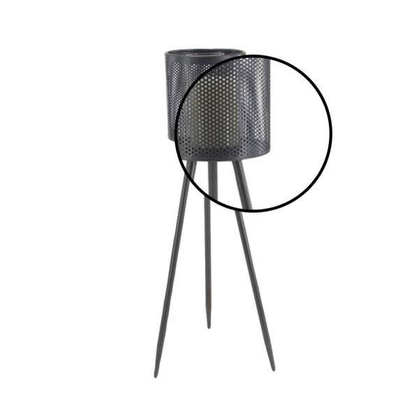 Black Iron and Glass Floor Candle Holder J527071