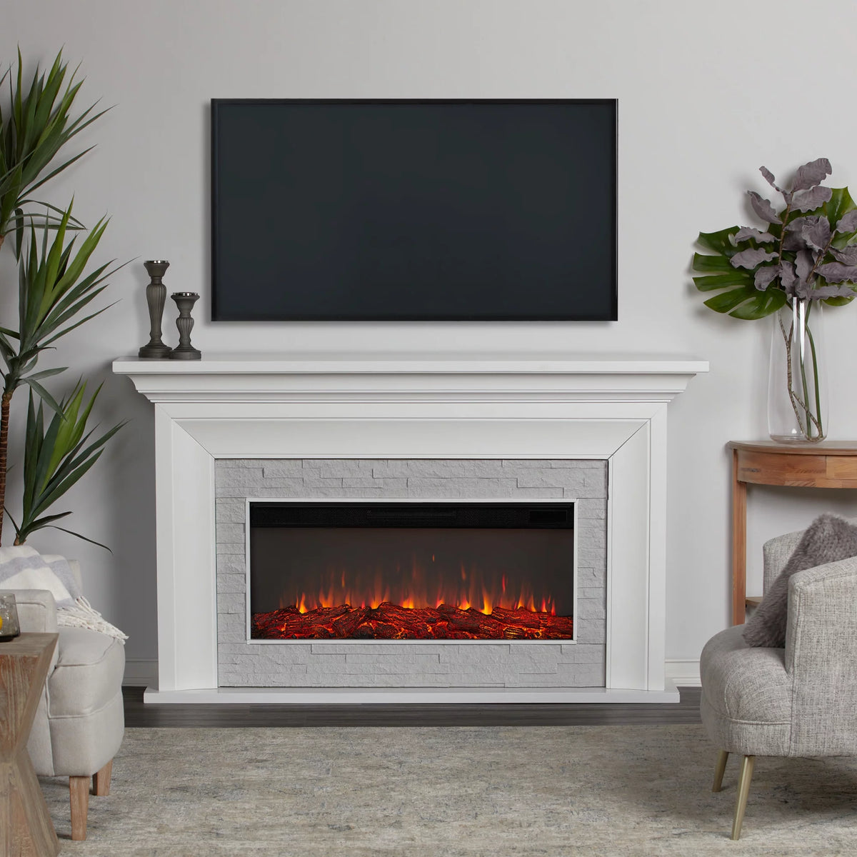 White Electric Mantel Fireplace O3111