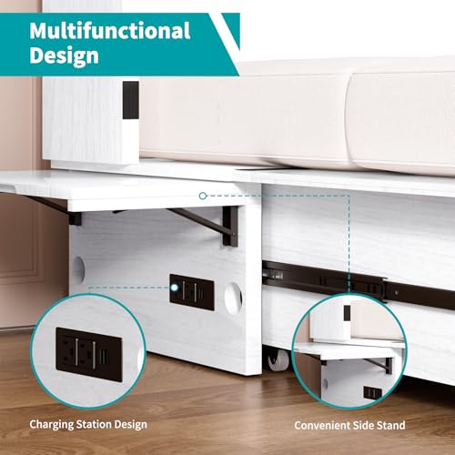 Queen Cabinet Cube Chest Bed with Tri-fold Mattress V43464