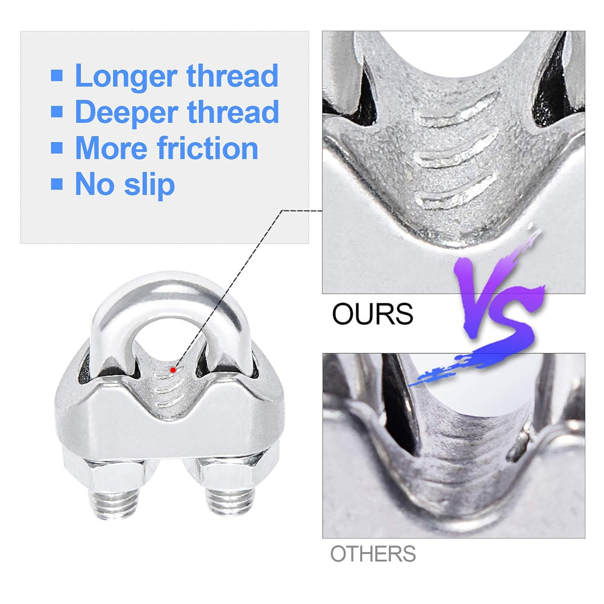 3/16 Inches 304 Stainless Steel Wire Rope Clip 24PCS M9046