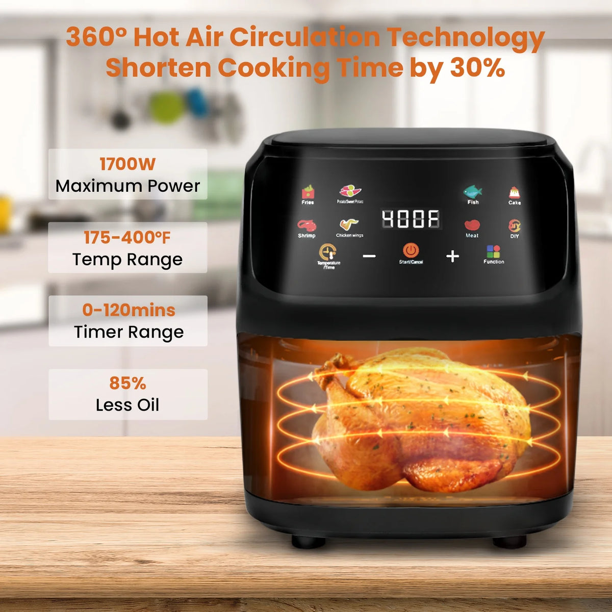 White 7.5QT 8-in-1 Digital Air Fryer H758516
