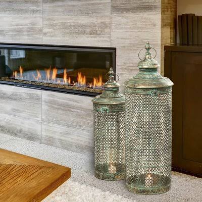 2 Piece Metal Lantern Set B219
