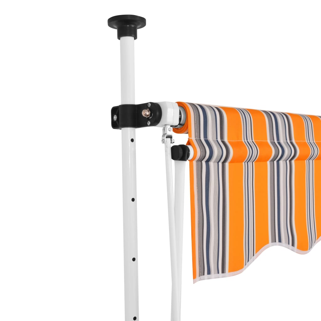 Manual Retractable Awning 137.8" Yellow and Blue Stripes E276