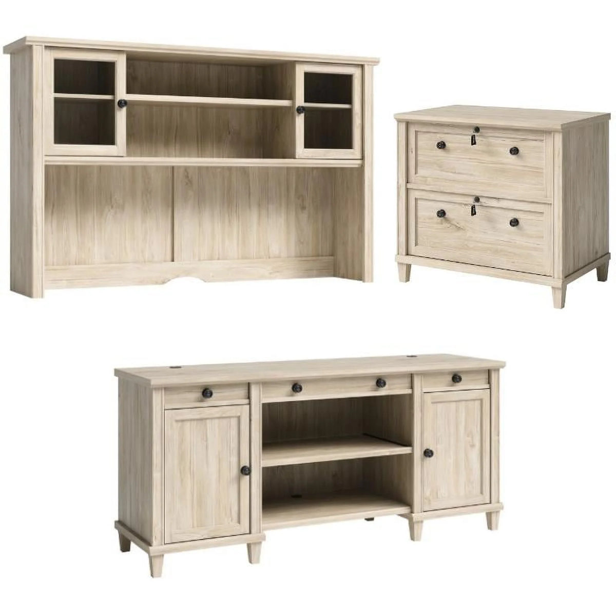 3-Piece Credenza Desk Hutch and Lateral File Cabinet M584