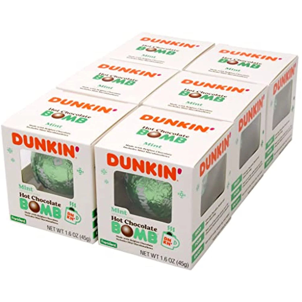 Mint Hot Chocolate Bomb Pack Of 6 Belgian Milk Chocolate with Mini Marshmallows 1.6 Ounce M718