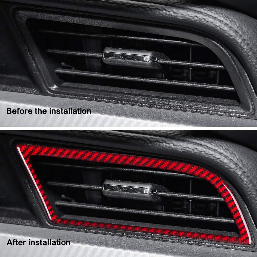 Carbon Fiber Side Air Conditioner Outlet Trim Cover for Ford Mustang 2015-2021 (2PCS Red) T7517
