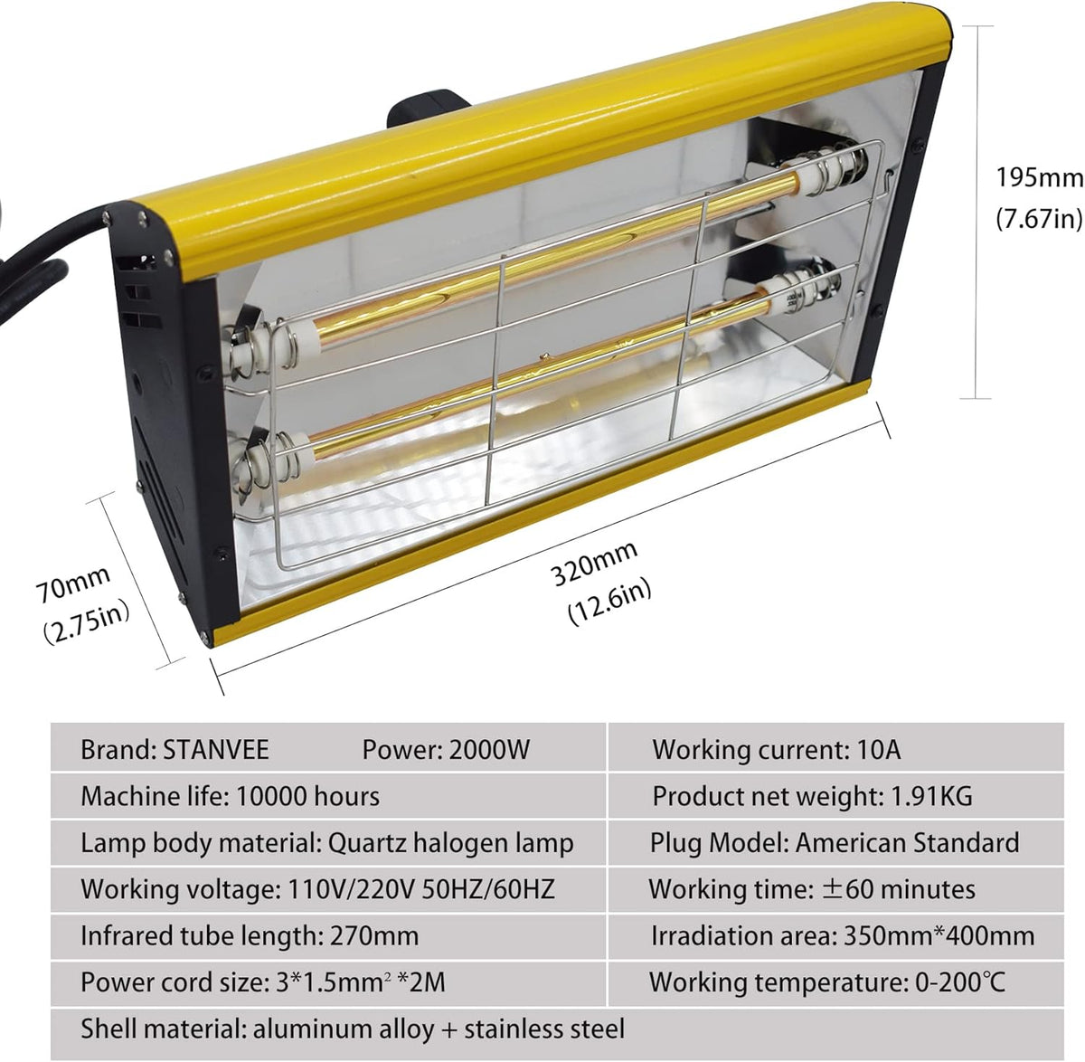 2000W Short Wave Infrared Paint Curing Lamp P562928