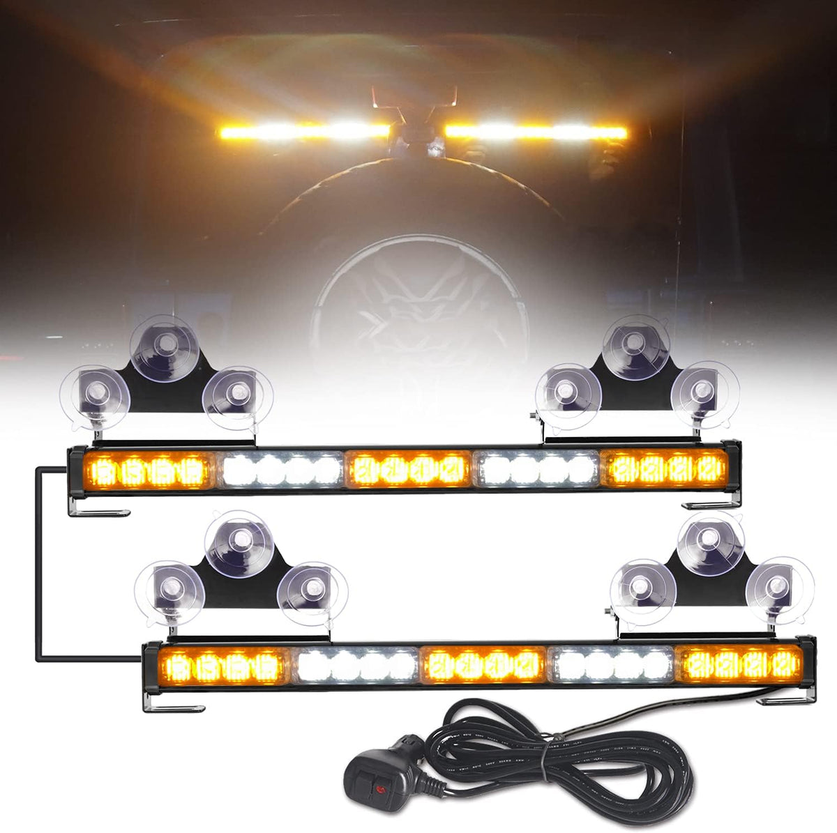 2 in 1 Emergency Flashing LED Traffic Advisor Strobe Light Bar Amber/White R73443