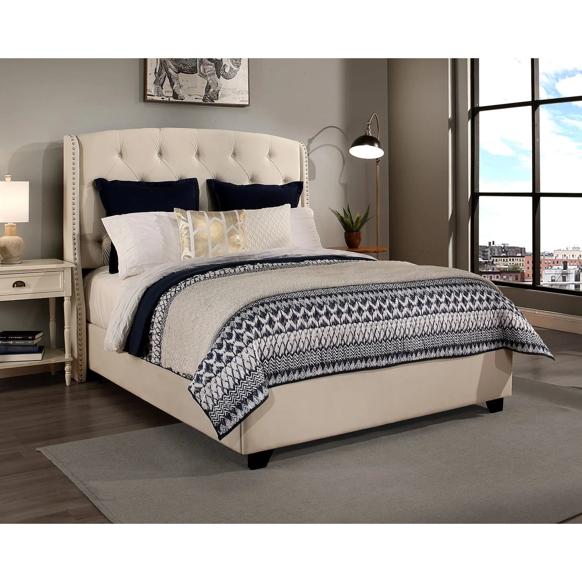 Upholstered King Bed with Nailhead Trim C347113