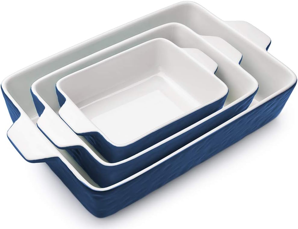 3 PCS Rectangular Ceramic Glaze Baking Dish Set E98113