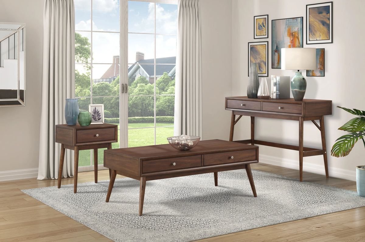 1 Pc Brown Wood Coffee Table with 2 Drawers B350
