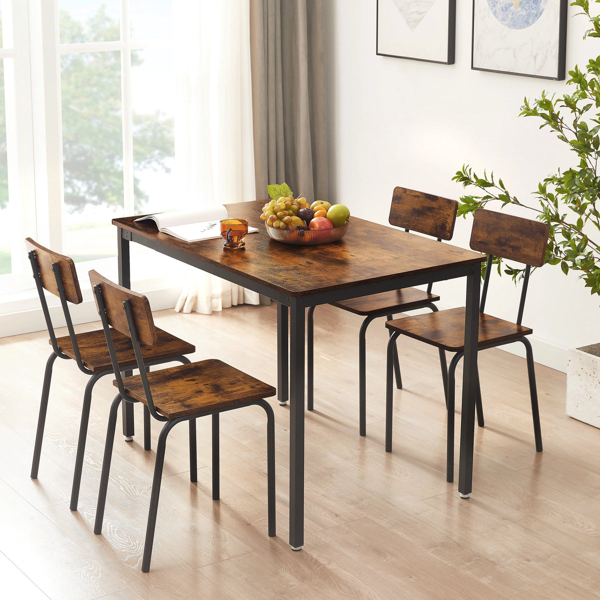 5 Piece Wooden Dining Table Set with 4 Chairs X895