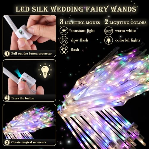 Light up Wedding Wands with Ribbons & Bells F83178