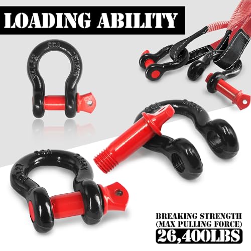 2 Pcs 1/2" D Ring Shackle 12 Ton with 5/8" Pin Z844249
