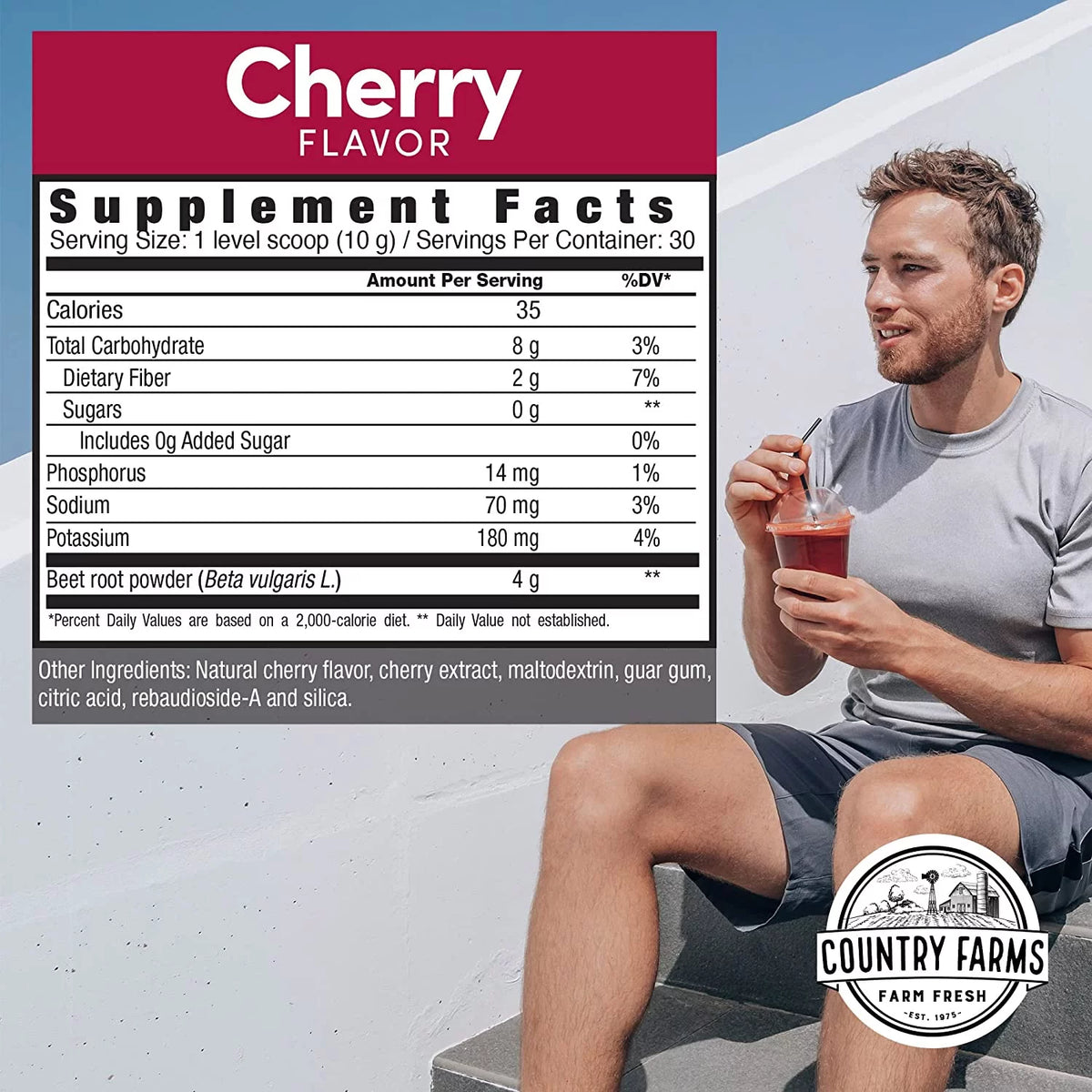 Cherry Flavor Wholefood Beet Extract Superfood, 30 Servings P734