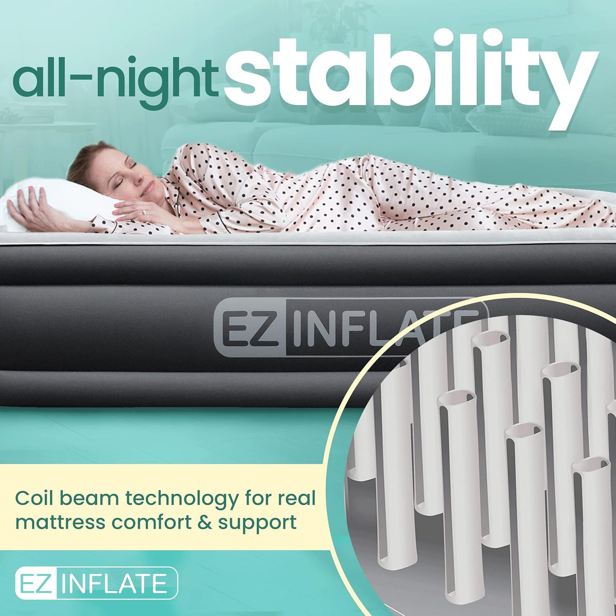 Twin Size Double-High Inflatable Air Mattress with Built in Pump X96636