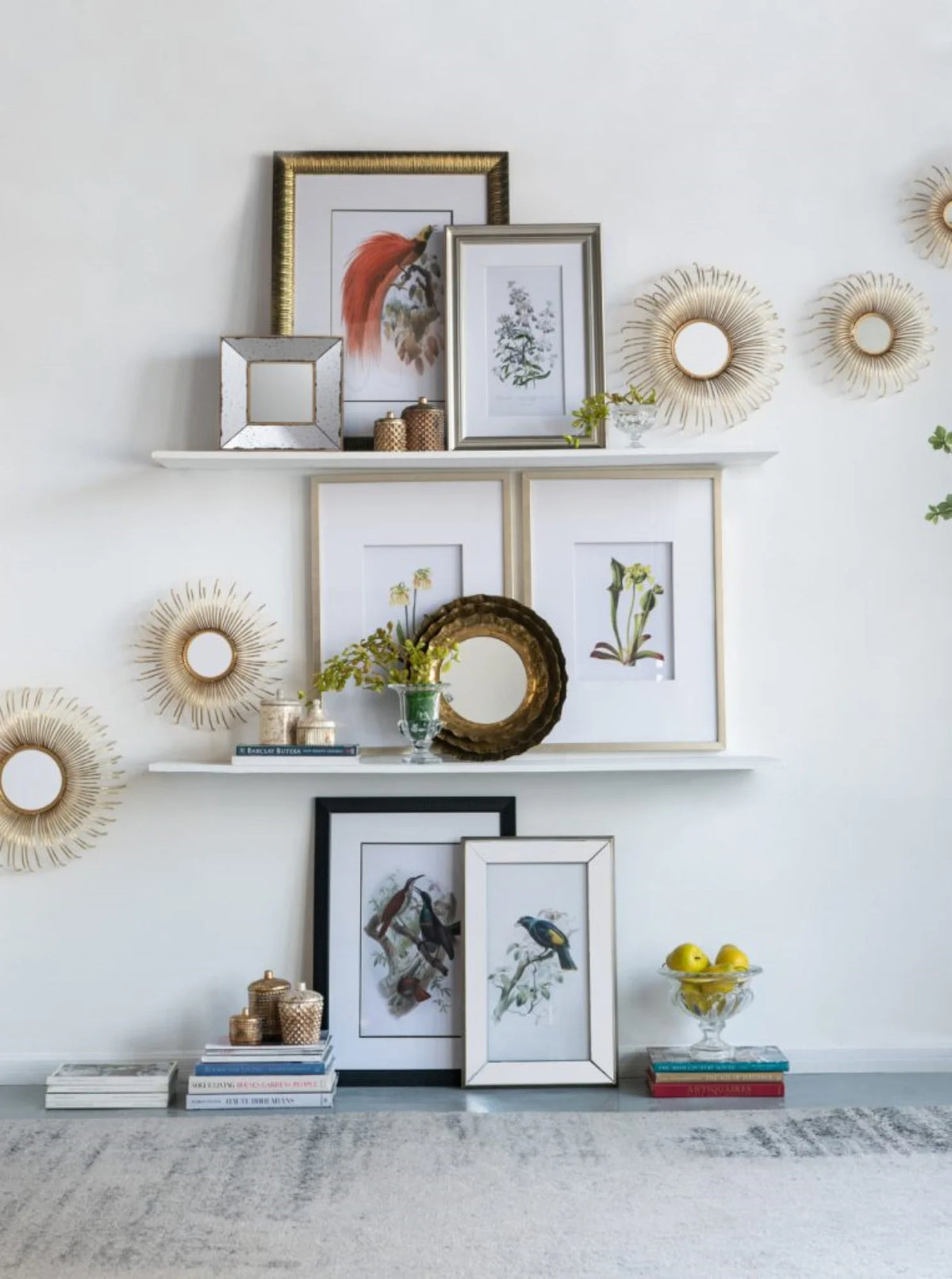 Rectangular Birds Mirror Frame Wall Art 15" x 24" 2ct P18404