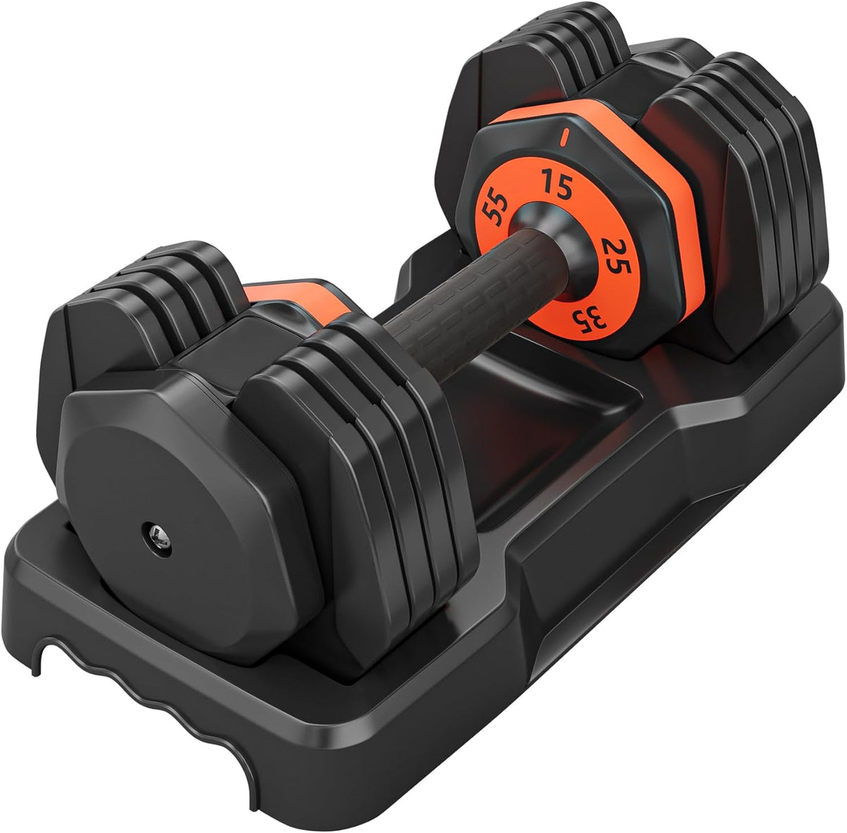 55LB 5 in 1 Single Adjustable Dumbbell with Anti-Slip Metal Handle, Black B943369