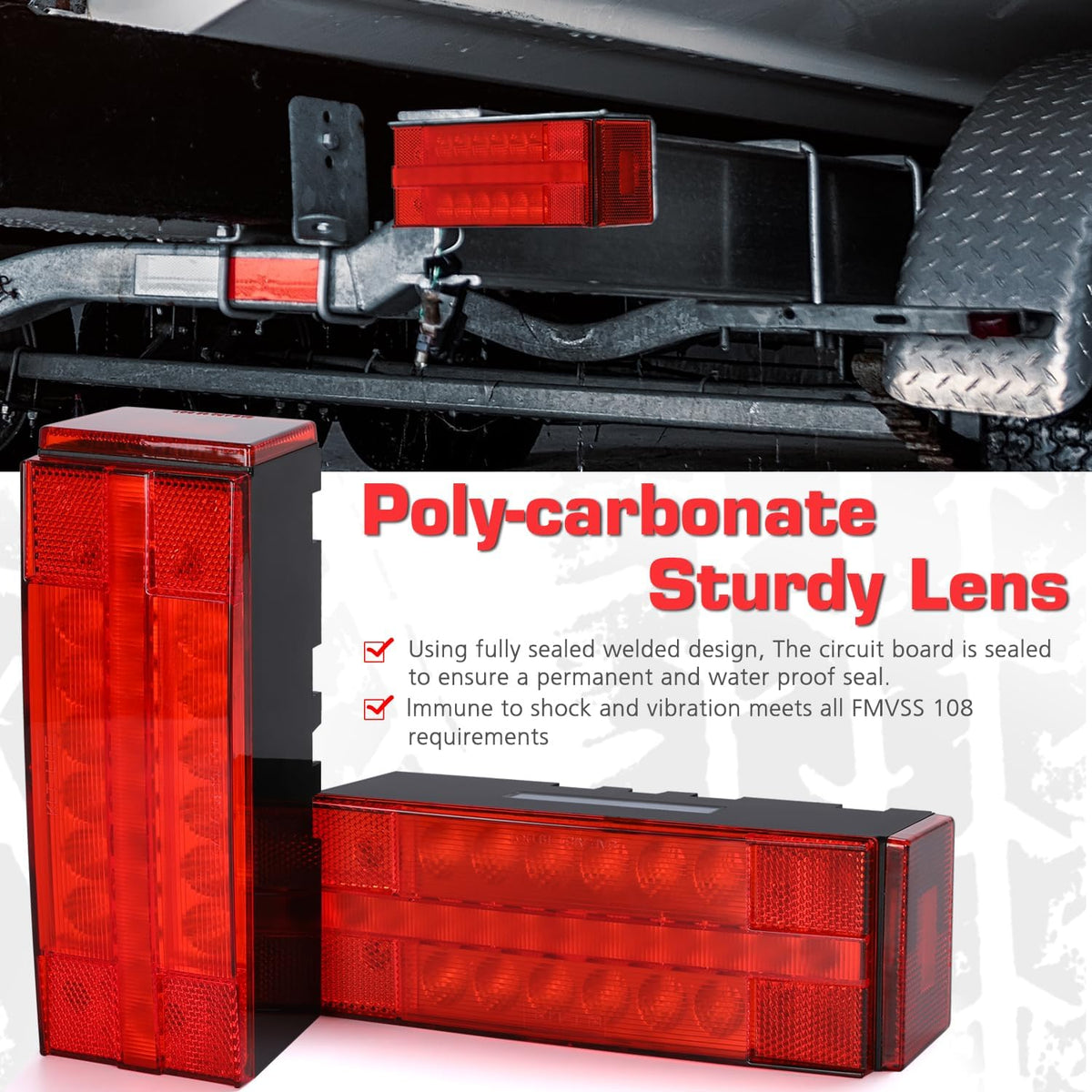 LED Submersible Rectangular Trailer Tail Light Kit C397038
